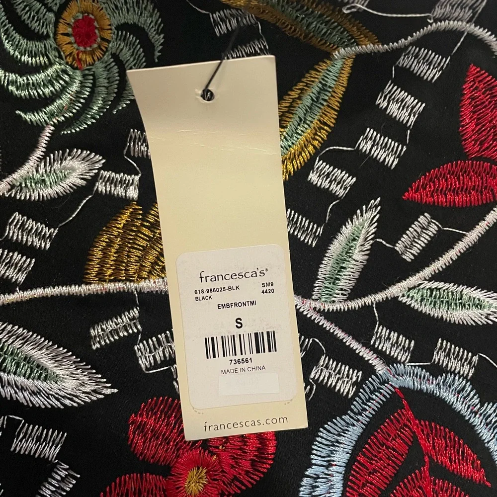 Francesca's Collections Black Red Embellished Mini Pencil Skirt small new nwt